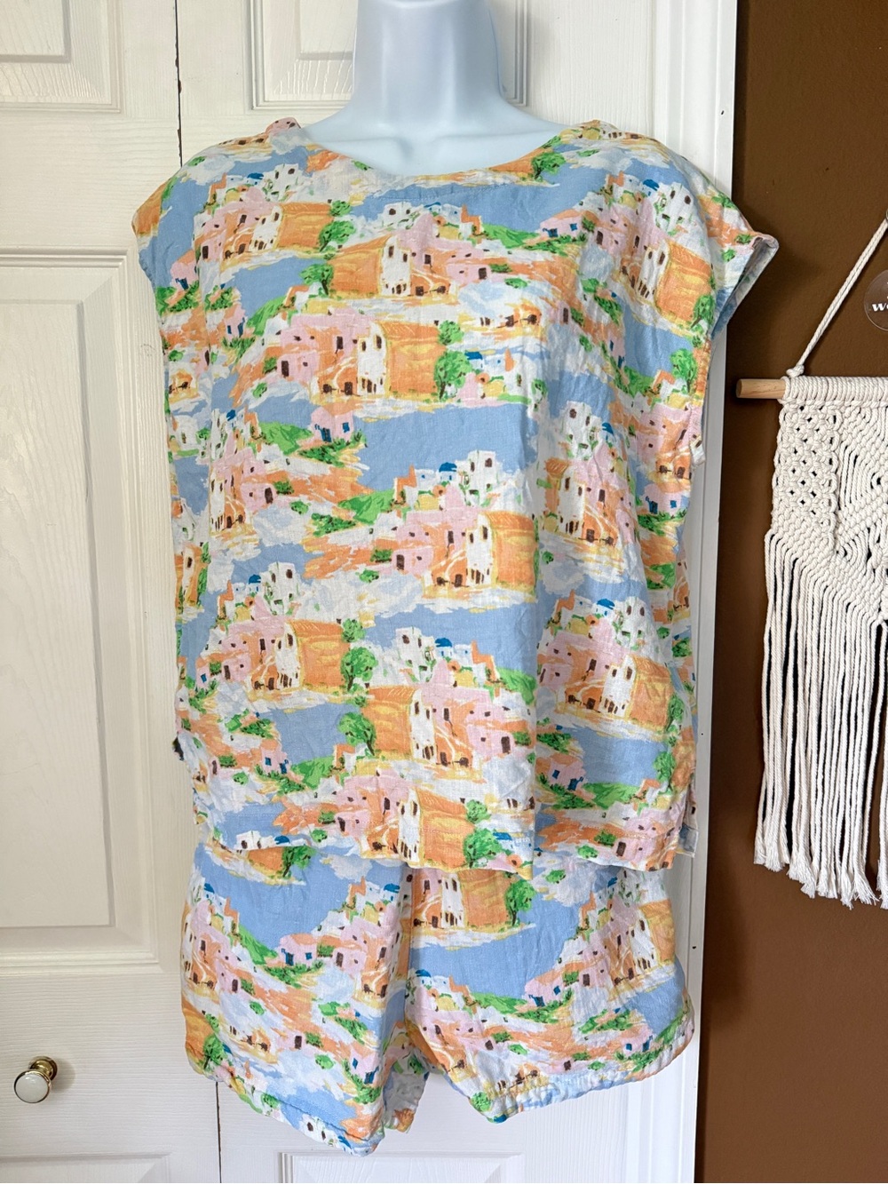Cynthia Rowley Pastel Greek Island Linen Blend Two-Piece Matching Set / Size S